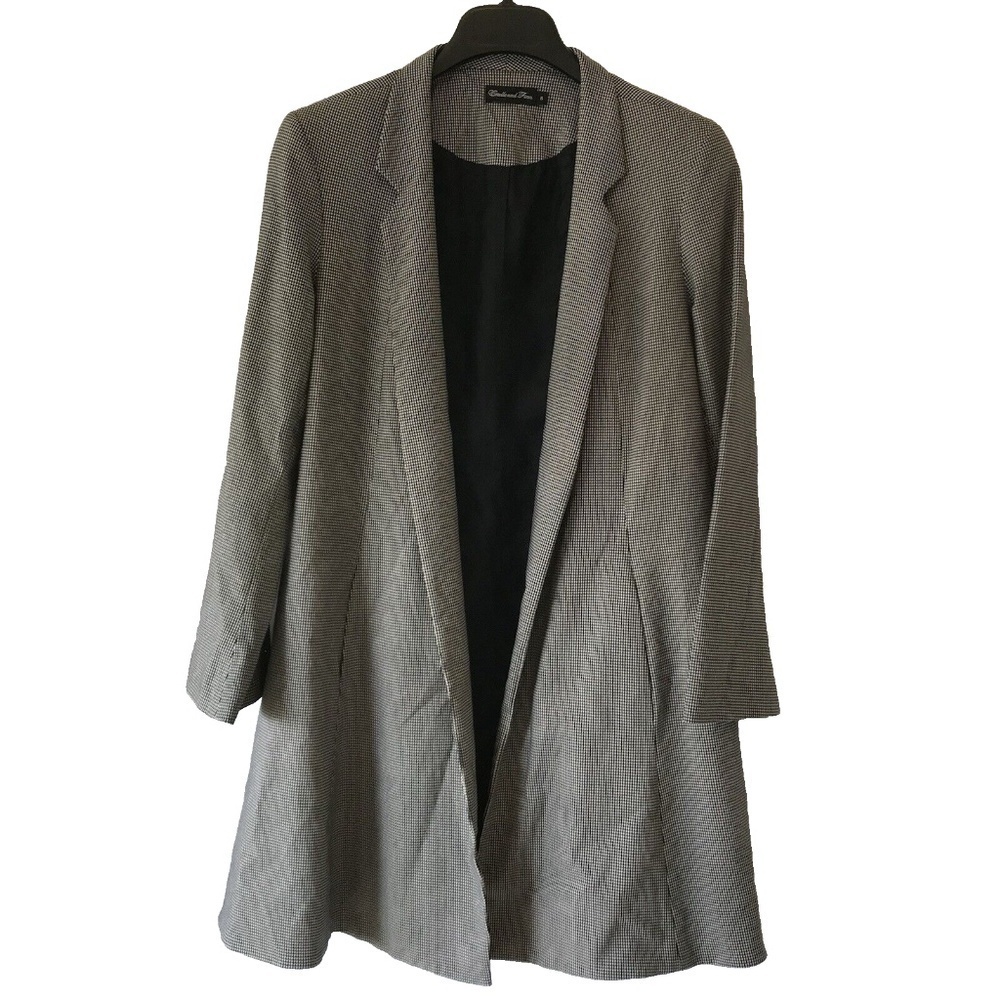 Estelle And Finn Swing Jacket Black And White Houndstooth Size 8 Pocket